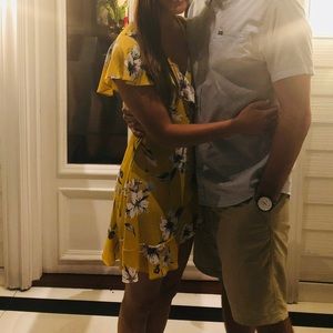 Yellow Floral Wrap Dress